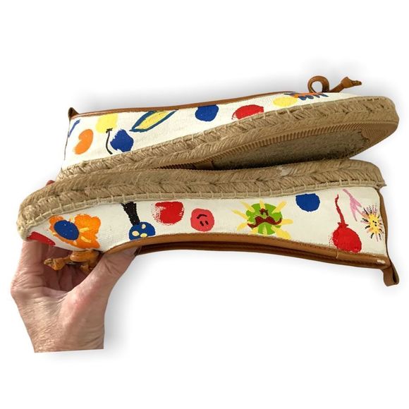 Hand Painted White Espadrilles 9 - Picture 2 of 7